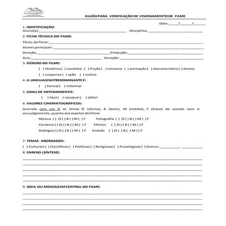 Guião visionamento de filme