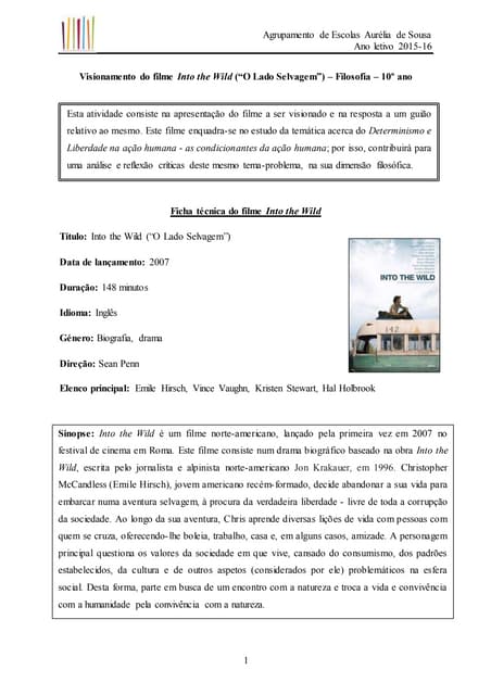 Guião into the wild 10º ano final