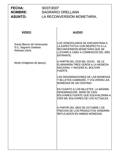Guion Noticiero Reconversion