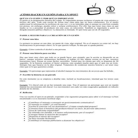 Guion para un spot - publicitario