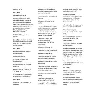 Guion de el amor en tiempo de colera 