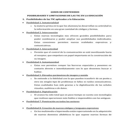 Posibilidades y limitaciones de las TIC en Educación