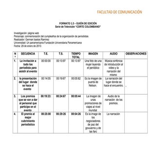 Guion de edición  paguina web