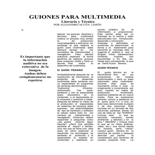 GUION LITERARIO Y GUION TECNICO