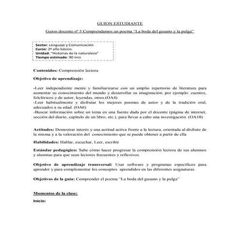 Guion estudiante clase 5