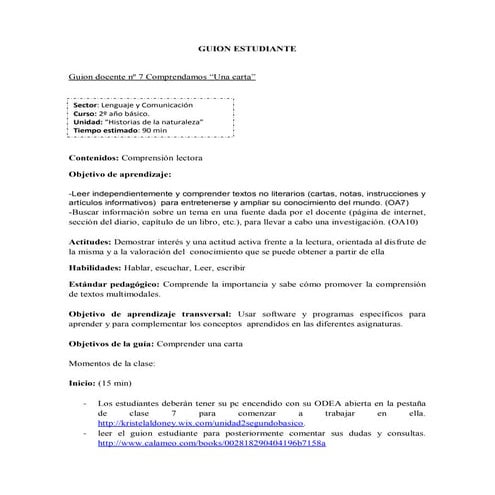 Guion estudiante clase 7