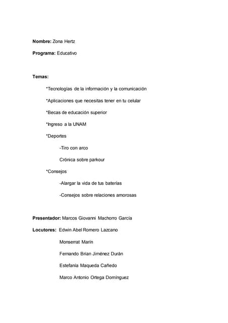 Guion general de programa