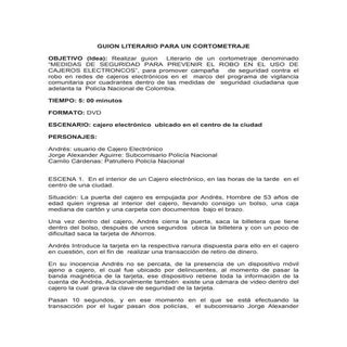 Guion literario para un cortometraje