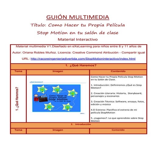 Guion multimedia Como Hacer tu Propia Película Stop Motion en tu salón de clase