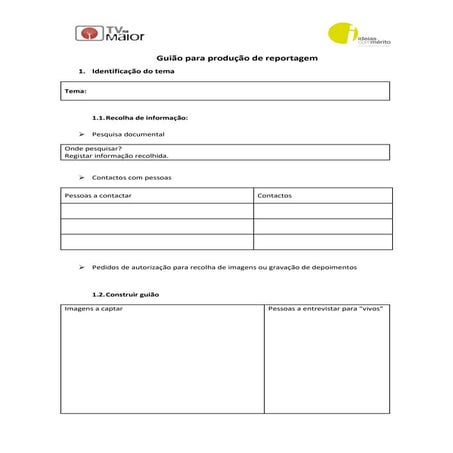 Guião para reportagem