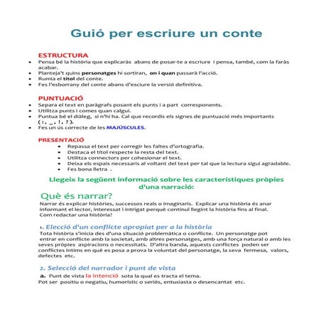 Guió per escriure un conte