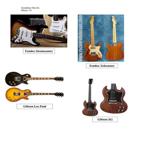 Guitars Fender Stratocaster Telecaster Gibson Les Paul SG
