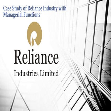 Case Study of Reliance with various managerial functions