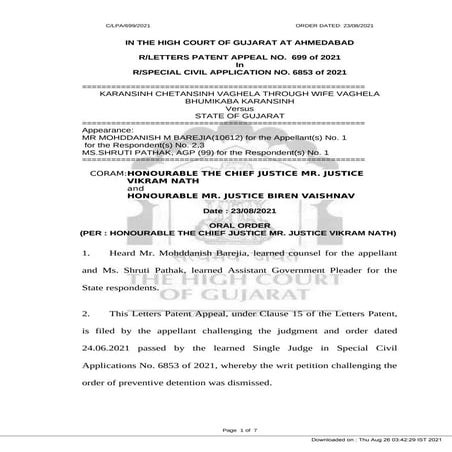 Guj hc order pasa aug 23