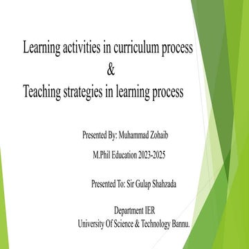Learning activity in curriculum, process
