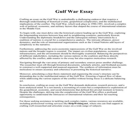 Gulf War Essay. Concorde Career Colleges
