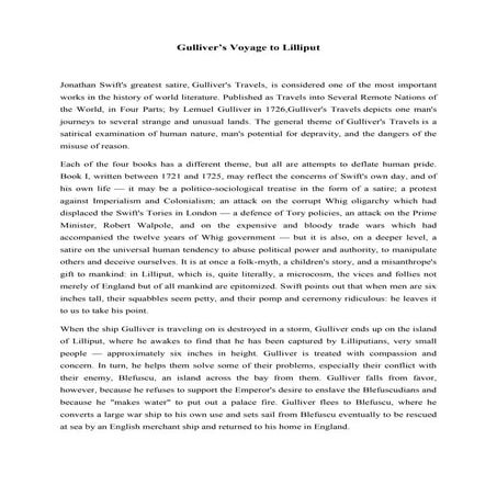 Gulliver’s voyage to lilliput