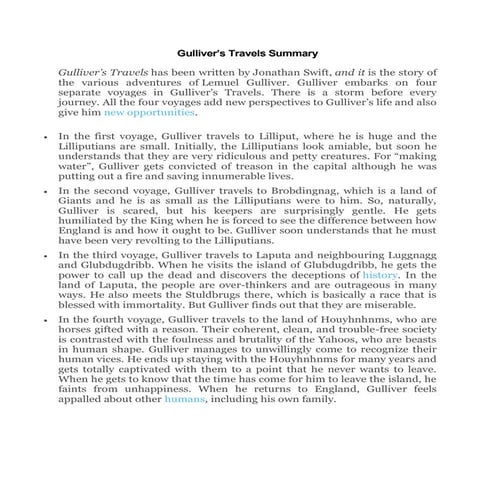Gulliver travel's summary