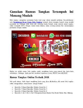 Gunakan rumus tangkas terampuh ini menang mudah