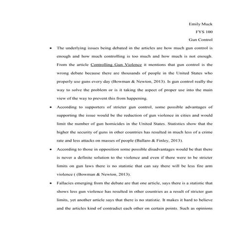Gun control essay+questions