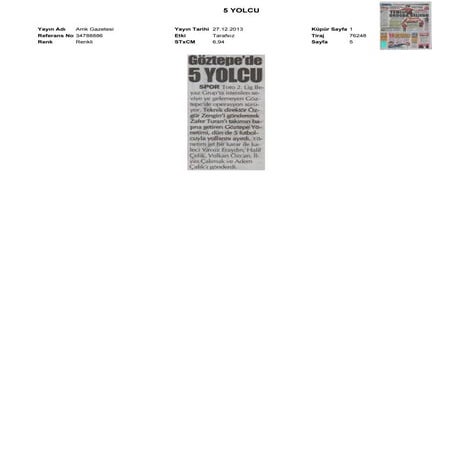 Basında Bugün Göztepe