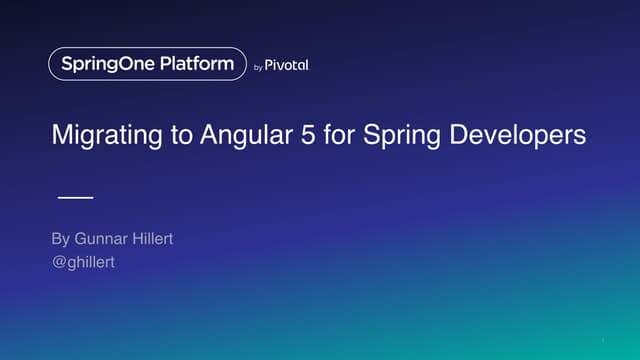 Migrating to Angular 4 for Spring Developers 
