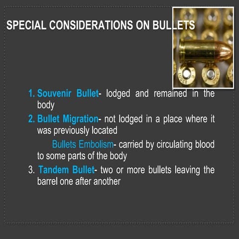 Gunshot and shrapnels