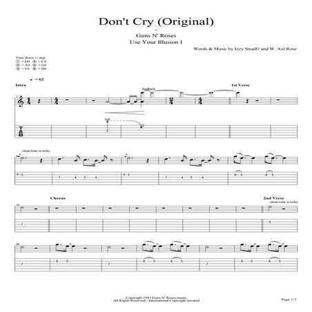 Guns N Roses Dont Cry Original Pdf
