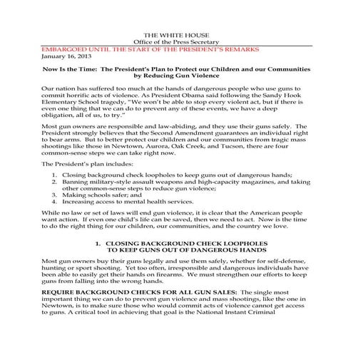 Now Is the Time: The President’s Plan - Fact Sheet