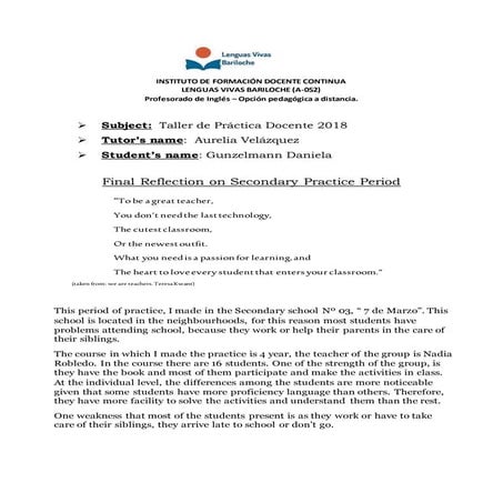 Gunzelmann  tpd - final reflection secondary