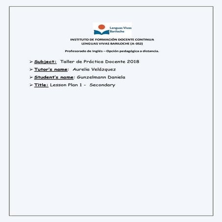 Gunzelmann  tpd - lesson plan 1 - secondary - passed