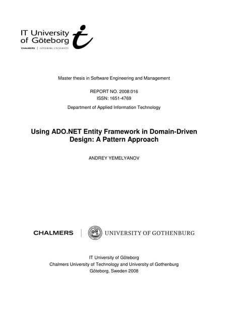 Using ADO.NET Entity Framework in Domain Driven Design: A Pattern Approach