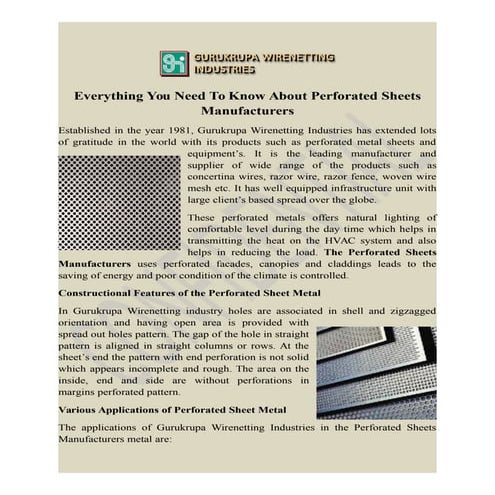 all you know about perforated sheet manufacturers | PDF