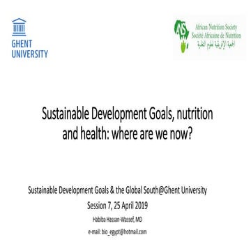 Sustainable Development Goals, nutrition and health: where are we now? 