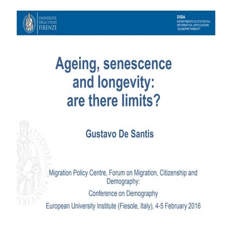 Gustavo De Santis - ageing senescence and longevity