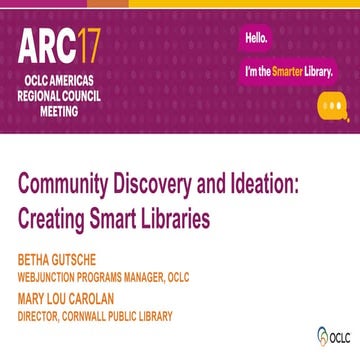 Community Discovery and Ideation: Creating Smart Libraries