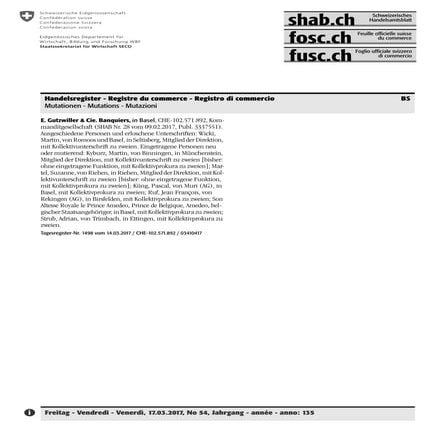 Prins Amedeo officieel benoemd bij Gutzwiller bank