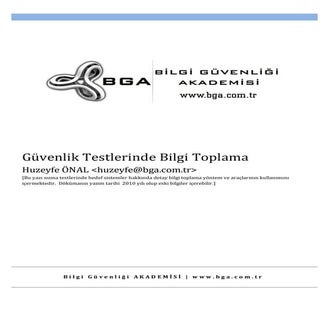 Güvenlik Testlerinde Bilgi Toplama