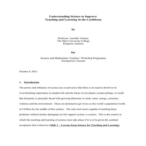 Guyana -Understanding Science to Improve Teaching & Learning