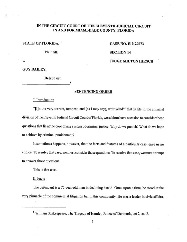 Judge Hirsch Sentencing Order