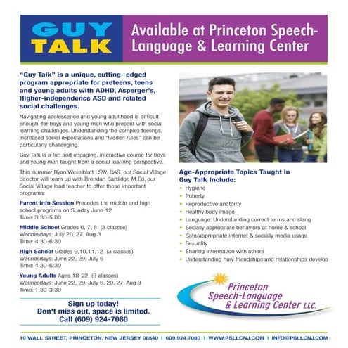 Guy Talk Program Princeton Program Flyer