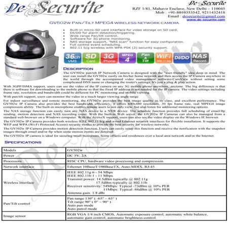Gv502w pan tilt mpeg4 wireless network camera