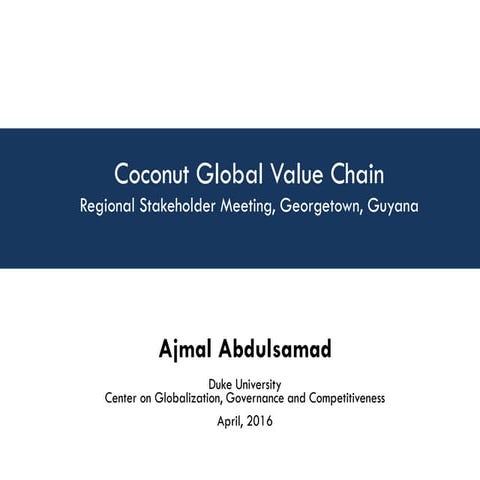 The Coconut Global Value Chain