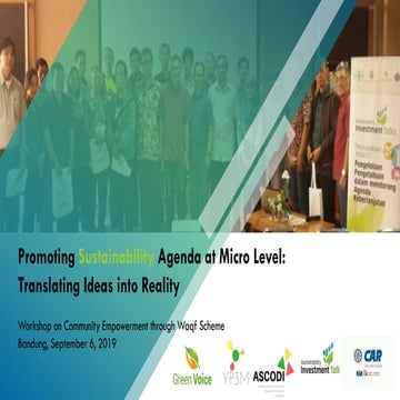 Promoting Sustainability Agenda at Micro Level: Translating Ideas into Reality