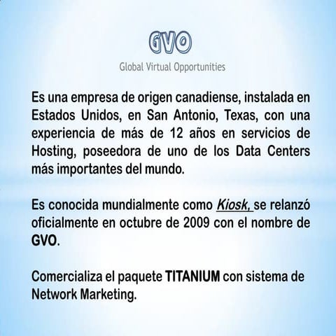 Presentación de GVO En Español