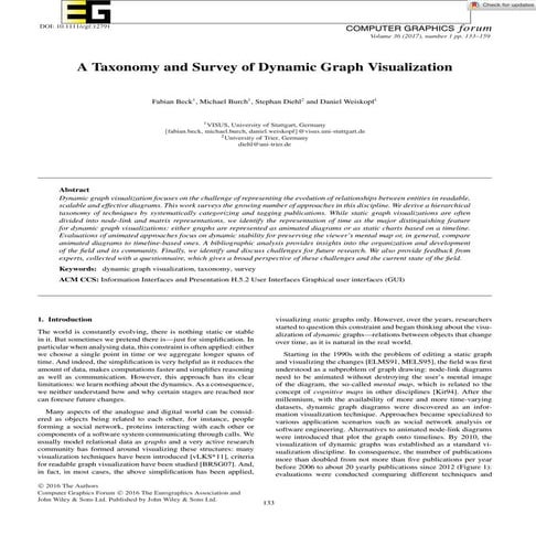A taxonomy and survey of Dynamic Graph Visualization