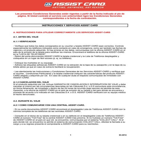 Assist card es es-ccgg assist-card esp 2014 | PDF