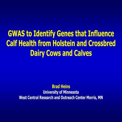 GWAS to Identify Genetics that Influence Calf Health from Holstein and Crossb...