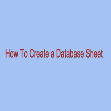 How to create a database sheet | PPT