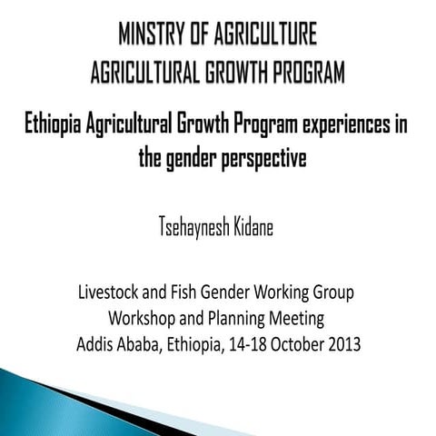 Ethiopia Agricultural Growth Program experiences in the gender perspective